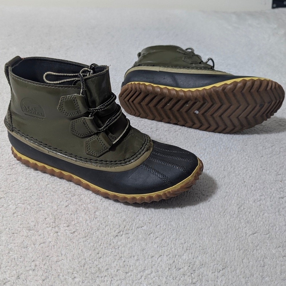 Sorel‎ Out N About Rain Boots Women Size 7 Olive Green Waterproof NL2511-383